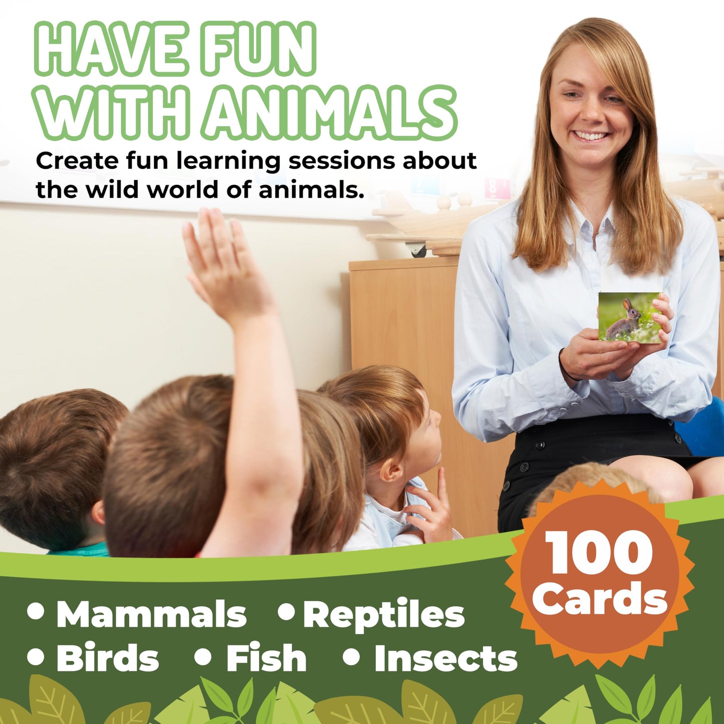 100 Animal, Insect & Ocean Creatures Flash Cards, Realistic Pictures for Fun Learning & Montessori Educational Vocabulary Builder for Preschool Kids, Adults, Schools, Autism, Speech Therapy, ESL, SLP