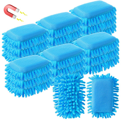 Sherr 30 Pcs Microfiber Shag Dry Erasers Bulk Magnetic Whiteboard Eraser Washable Colorful Chalk Board Eraser Markers Chalk for Adults Home Office Supplies(Blue)