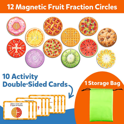 Aizweb Magnetic Fraction Tiles & Circles Set,Bars,Magnetic Fraction Educational Puzzle,Montessori Math Manipulatives,Fraction Learning Games for Elementary Classroom Homeschool Supplies