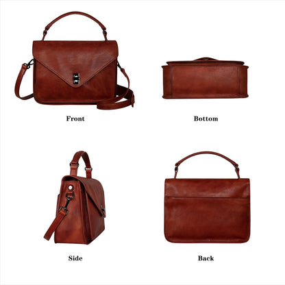 HESHE Leather Purses for Women Shoulder Handbags Satchel Hobo Crossbody Purse Tote Top Handle Bags (Brown)