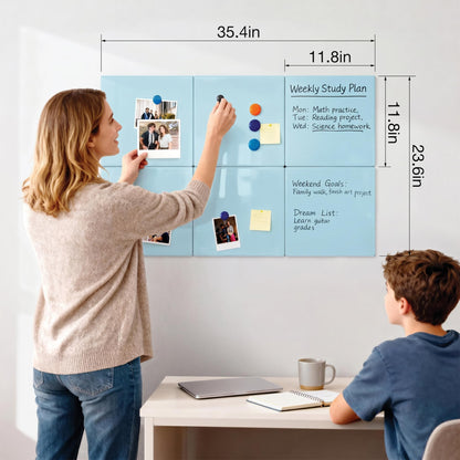 Comix Magnetic Board, 6 Pack Magnetic Whiteboard for wall, 11.8 x 11.8 Inches Dry Erase Board for Kids, Students, White Board Dry Erase Set for Fridge, Office and Home, Light Blue