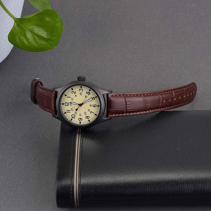 EACHE 18mm Croco Brown Leather Watch Bands, Classical Genuine Leather Watch Strap for Men Women Dark Brown With Gold Buckle