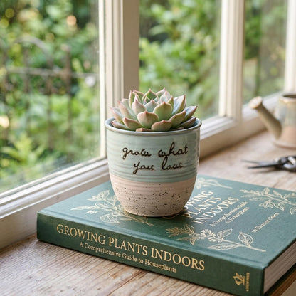 Blue Sky Clayworks 5” Patricia Flower Pot, Ceramic, 6" x 6", “Grow What You Love” Pastel Duo