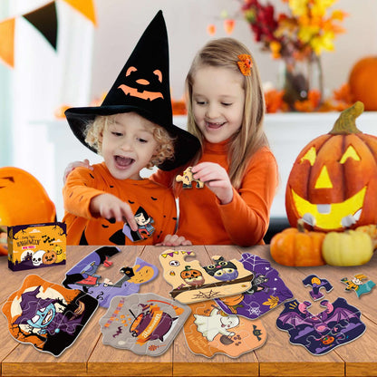 Shemira Halloween Party Favor for Kids, 24 Pack Jigsaw Puzzles in Halloween Theme Designs for Trick or Treating, Halloween Goodie Bag Filler,Miniatures Novelty Toy, School Classroom Reward