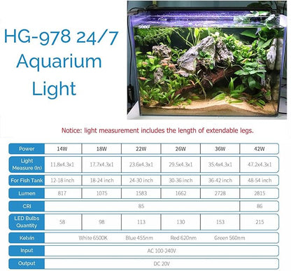 hygger Advanced LED Aquarium Light with Timer, 24/7 Lighting Cycle & DIY Mode, Full Spectrum Fish Tank Light for 12-17 in Freshwater Planted Tank