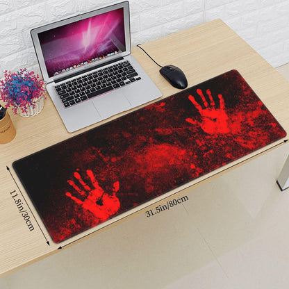 Halloween Scary Horror Red Blood Spatter Bloody Handprint Gaming Keyboard Mouse Pad Mousepad Huge Extended XL Stitched Edge Rubber Sole for Home Office(31.5"X 11.8")