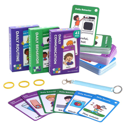 CHEFAN 110 PCS Autism Communication Cards for Speech Delay, Special Needs Visual Aid Language Learning Cue Cards Special Ed Feelings Emotions Flash Cards for Autism Communication