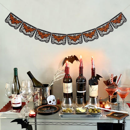 Spooky Bat Banner Halloween Theme Party Decorations,Bohemian Scary Bat Cutout Garland,Spooky Holiday Mantel Hanging Decorations,Halloween Bats Banner Photo Backdrop