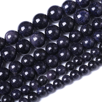90PCS 4MM AAA Blue Sand Stone Beads Natural Gemstone Bead Crystal Healing Energy Jewelry Making DIY 17 inches