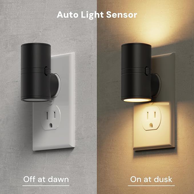 L LOHAS LED Night Light, Mini Night Lights Plug into Wall, Light Sensor, 2 Level Brightness, Soft White 3000K, Rotating Nightlight Plug in Wall for Adult Kids Hallway Bedroom Bathroom Stairway, 6 Pack