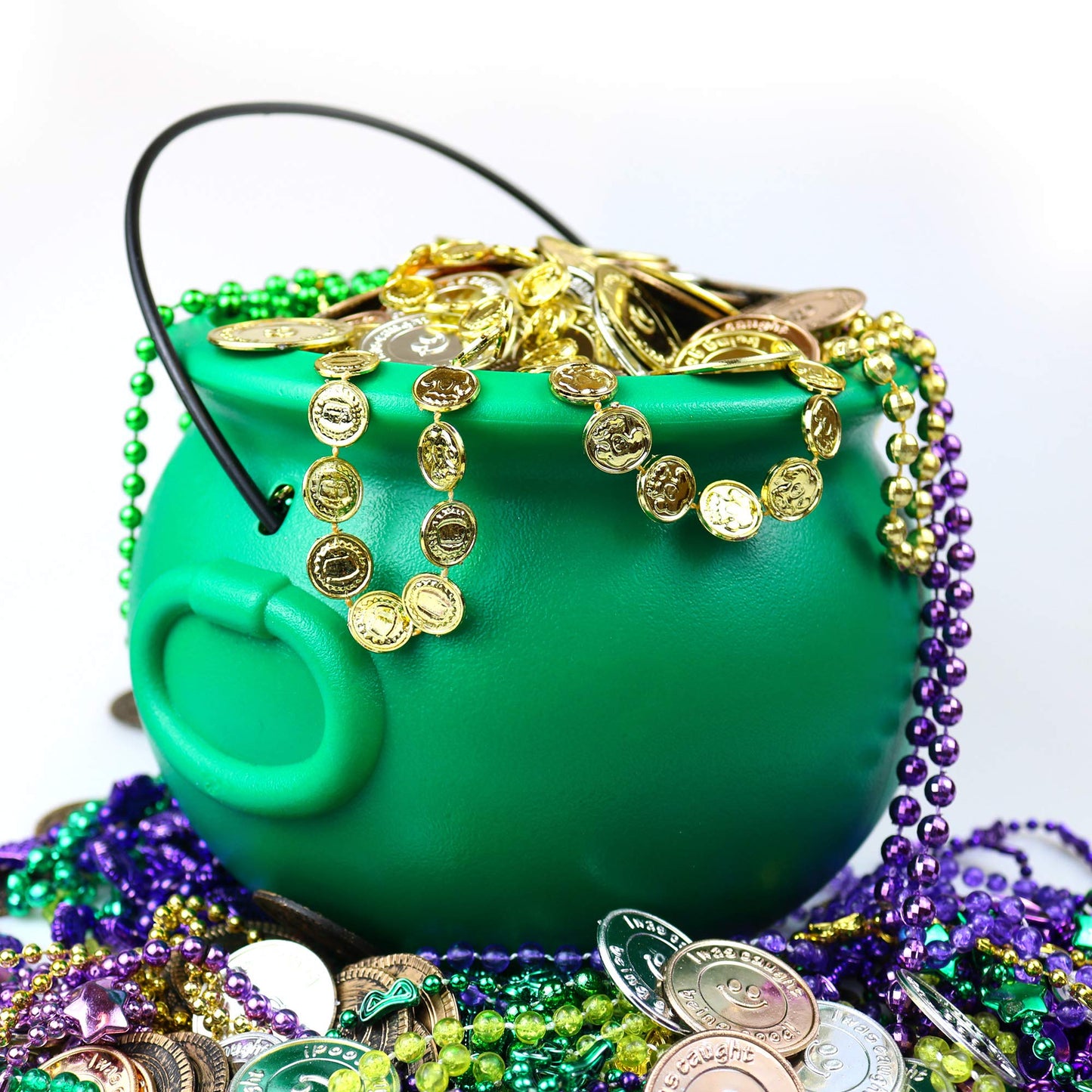 GIFTEXPRESS 8" Green Cauldron Kettle for St Patrick Day, Mardi Gras, Halloween, Pot of Gold Pot, Lucky Leprechaun Kettle, Plastic Cauldron