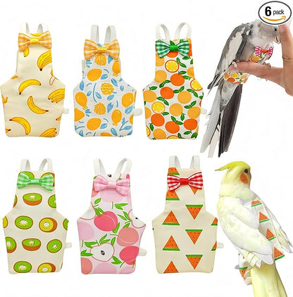 6Pcs Bird Diapers Bird Harness Flight Suits Diapers Reusable Parrot Nappy with Waterproof Inner Layer Washable Cute Urine Wet Suit Costume for Cockatiel Conure Budgie Macaw Parakeet,M