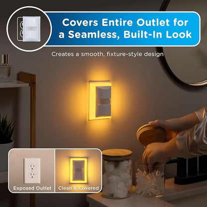 Enbrighten SleepLite Motion Sensor Night Lights Plug Into Wall Nightlight Amber Light Bathroom Bedroom Kitchen Nursery Kids Adults White