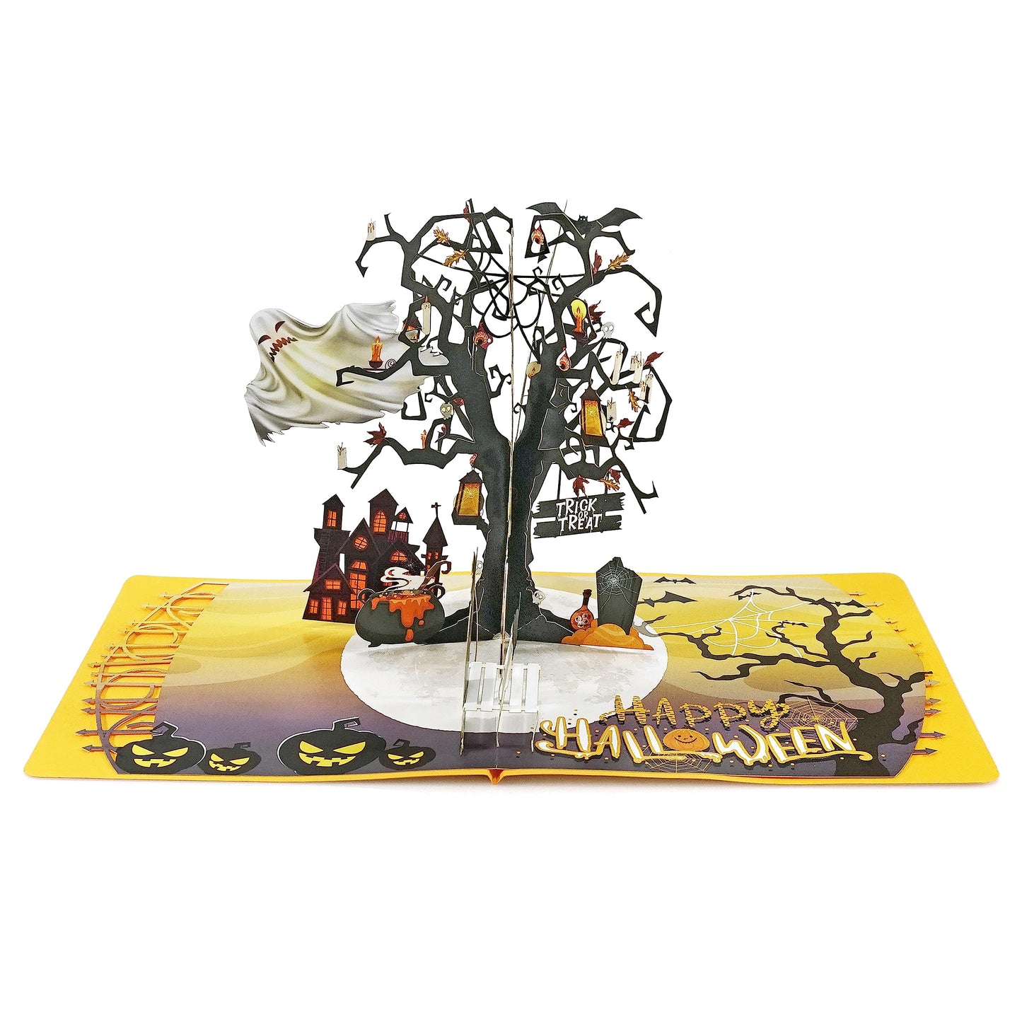 CUTPOPUP Halloween Card Pop Up, Trick or Treat, 3D Birthday Greeting Halloween Card (Ghost Tree)