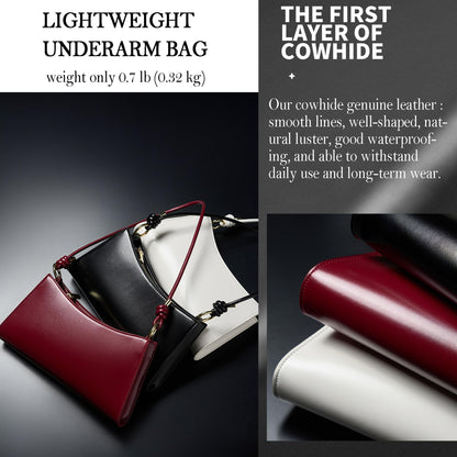 SYMENGR Genuine Leather Evening Bag for Women Stylish Hobo Handbag Shoulder Bags(wine red)