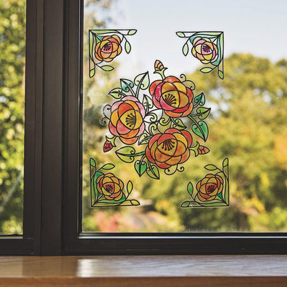S&S Worldwide-CF-13531 Color-Your-Own Stained Glass Window Clings (Pack of 24), 7inx8in