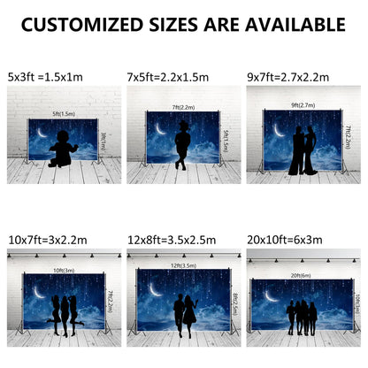 Renaiss 7x5ft Shooting Star Backdrop Blue Galaxy Starburst Curved Moon Background Cosmic Nebula Constellation Celestial Photo Backdrop Twinkle Star Meteor Baby Shower Kids Birthday Party Supplies