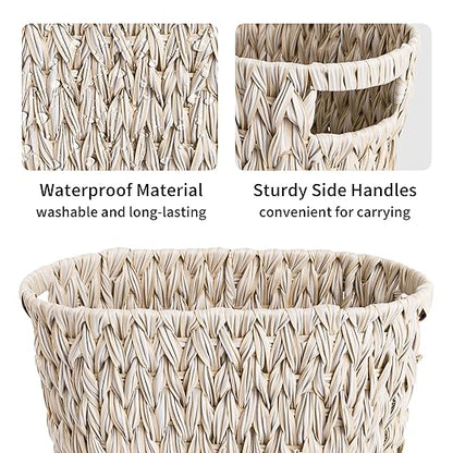 GRANNY SAYS Wicker Trash Can, Waterproof Bathroom Trash Can, Wicker Waste Basket for Bathroom, Decorative Boho Waste Basket for Bedroom, Office, 15 Liters/4 Gallons