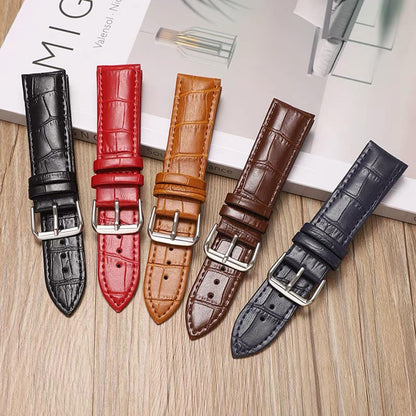 Aoeiwv Genuine Leather Watch Bands Quick Release Soft Calfskin Alligator Embossed Leather Strap Business Casual Universal Replacement Band 12/13/14/15/16/17/18/19/20/21/22/23/24mm for Men Women