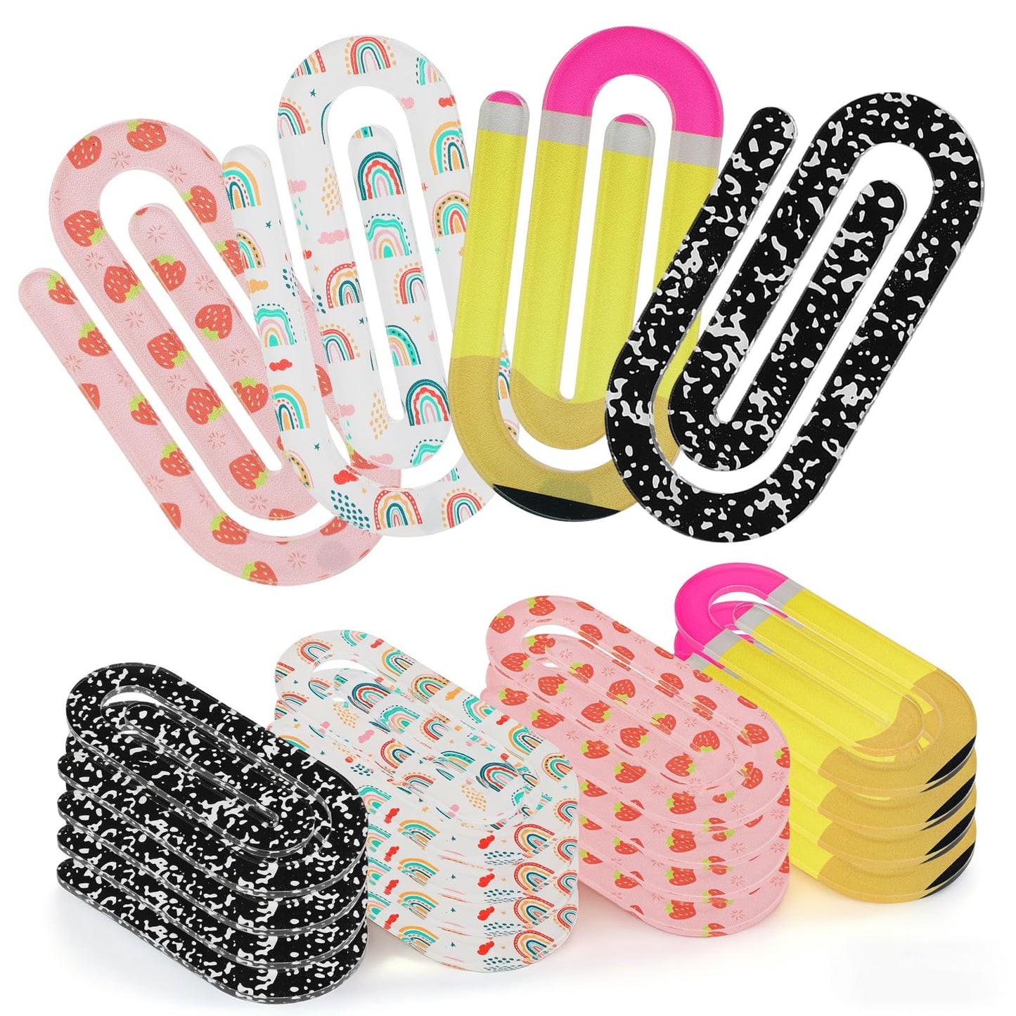 PAMASE 3.9in Cute Jumbo Paper Clips Back to School Teacher Gifts - 20Pcs Acrylic Large Paperclips First Day of School Supplies for Teachers Office Classroom Paperwork Bookmark