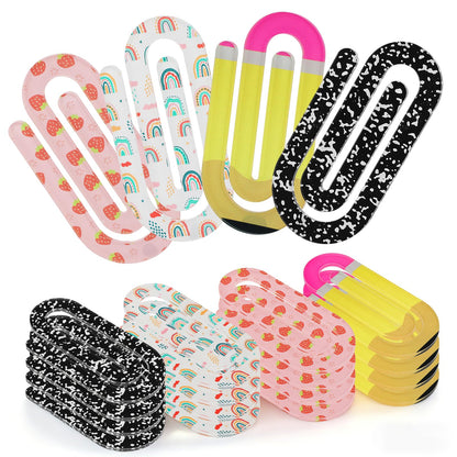 PAMASE 3.9in Cute Jumbo Paper Clips Back to School Teacher Gifts - 20Pcs Acrylic Large Paperclips First Day of School Supplies for Teachers Office Classroom Paperwork Bookmark