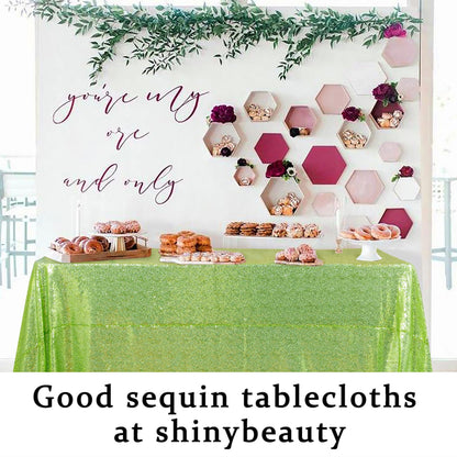 ShinyBeauty Sequin Tablecloth Olive Green 60x102 Inch Rectangle Sparkly Fabric Tablecloths Sequins Rectangular Table Cloth for Wedding Party Cake Sweetheart Tablecover