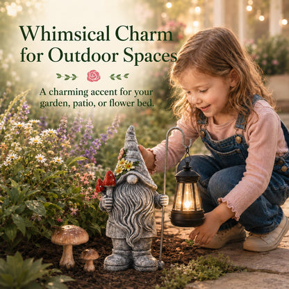 Acgarten Garden Gnome Statue with Lantern: Outdoor Waterproof Sculpture