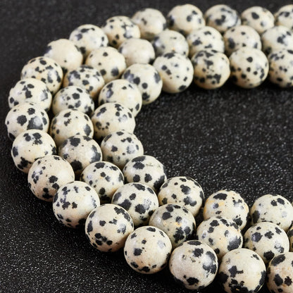35pcs 10mm Natural Dalmatian Stone Beads Gemstone Beads Round Loose Beads for Jewelry Making