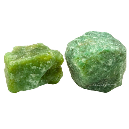 Amazing Gemstone Green Aventurine Raw Crystals and Healing Stones, Natural Rocks for Tumbling - DIY Raw Stones and Crystals, 2 Pieces