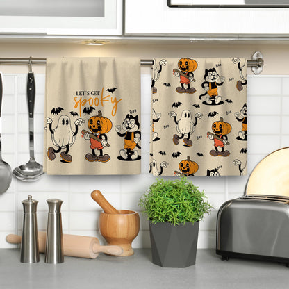 Pintukee Halloween Kitchen Dish Towels Set of 4, Absorbent Spooky Ghost Boo Pumpkin Hand Towels Funny Halloween Kitchen Drying Dishcloth for Home Party Decor Housewarming Gift 16x24 Inch