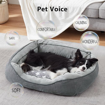Dog Beds for Small Medium Large Dogs & Cats. Washable Pet Bed, Orthopedic Dog Sofa Bed, Soft Calming Sleeping Warming Puppy Bed (Star-Grey, Medium-(25’’x 21’’x 8’’))