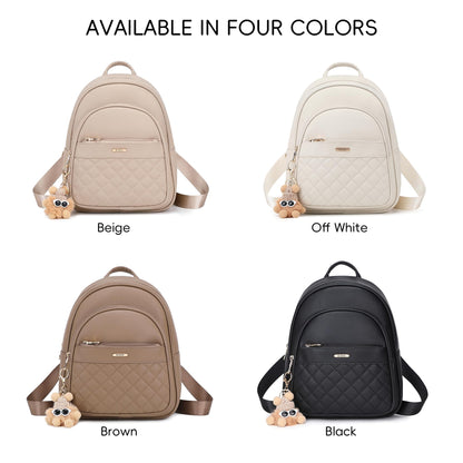 BAGOK Mini Leather Backpack Purse for Women, Small Backpack Purse with Cartoon Charm, Cute Fashion Bag for Girls