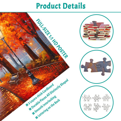 MBOQIU 1000 Piece Puzzle for Adults - Maple Park Puzzles for Adults 1000 Pieces, Letters on Back, Autumn Scene Jigsaw Puzzle, Park in Fall Challenging Puzzles for Teens Seniors - 27.6 x 19.7 inches