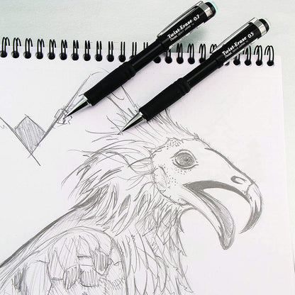 Pentel Mechanical Pencil 0.5 mm Twist Erase III, Twist Up Eraser, Pre-Loaded Super Hi-Polymer HB Lead, Black Barrel, 3-Pack