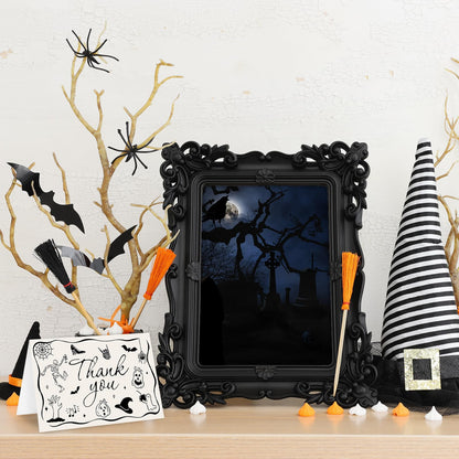 Whaline 24 Pack Halloween Thank You Cards Black Skeleton Pumpkin Ghost Thank You Greeting Note Card with Envelope Sticker for Birthday