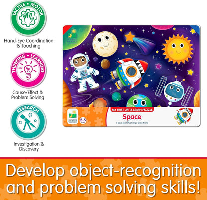 The Learning Journey Space Puzzle Lift & Learn - 26 Pieces - Cardboard, Outer Space Theme for Toddlers 2-5 Years