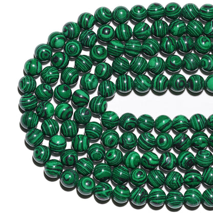 10mm Natural Green Malachite Gemstone Beads Polished Round Smooth Stone Beads for Bracelets Jewelry Making 15inch Loose Beads