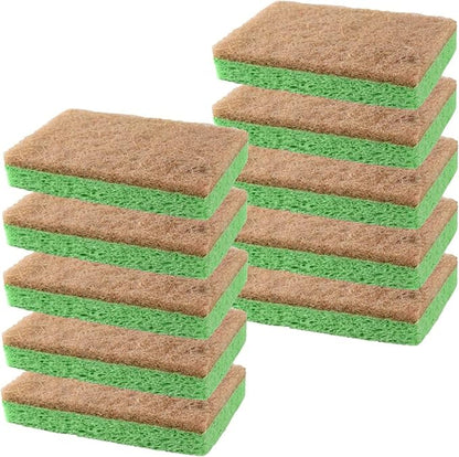 SCRUBIT Natural Sponges - 10 Pack Biodegradable Compostable Cellulose and Coconut Natural Sponges for Dishes, Eco Friendly Non Toxic Kitchen Sponge