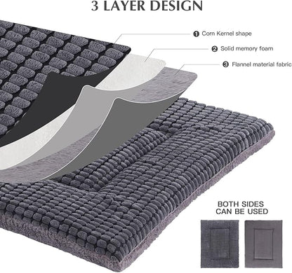 BVAGSS Reversible Dog Crate Pad, Memory Foam Pet Bed Mat, Soft Warm Machine Washable Sleeping Kennel Mattress for Small Medium Dogs XH079 (30''x20''x1.6'',Light Grey)