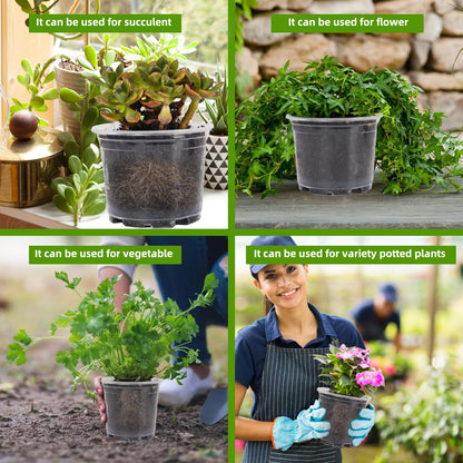 Oubest 50Pcs Clear Nursery Plastic Pots for Plants Orchid Potting 5 Inch Seedling with Drainage Holes Indoor Outdoor Flower Seedlings Succulent Vegetable Herb