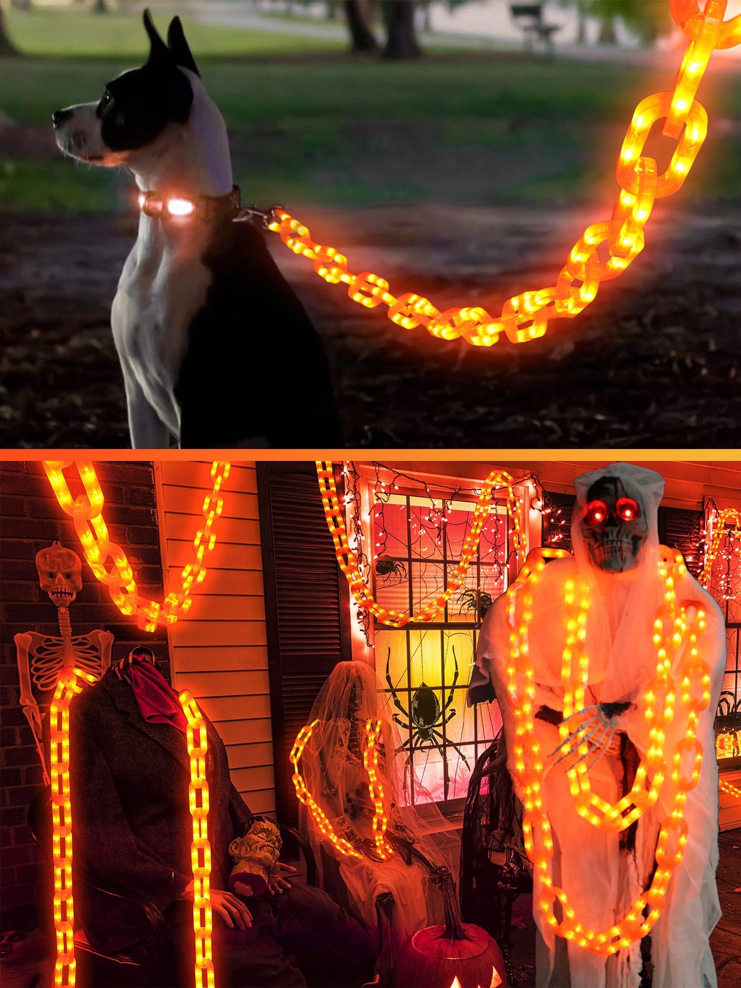 Flacchi Battery String Lights - 10 Ft 160 LED Plastic Chain String Lights with Waterproof, 8 Lighting Modes and Timer Function US Patent Product (Orange)