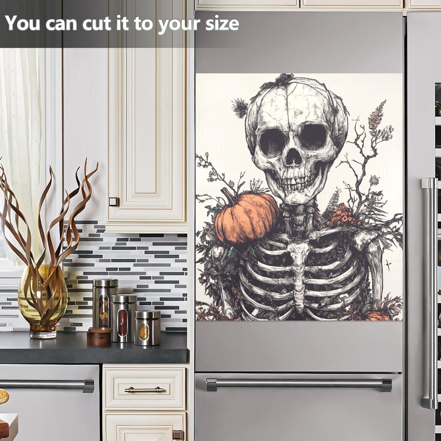 ALAZA Halloween Pumpkins Skeleton Dishwasher Magnet Cover Magnetic Refrigerator Magnet Cover Fridge Sticker Home Kitchen Decor,23 x 26 inch