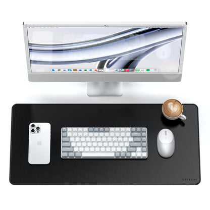Satechi Vegan Leather Desk Mat, Large Mouse Pad Scratch and Water Resistant, Easy to Clean, Desk Pad for Office and Home, 26.8” x 12.4” x 0.1” - Black