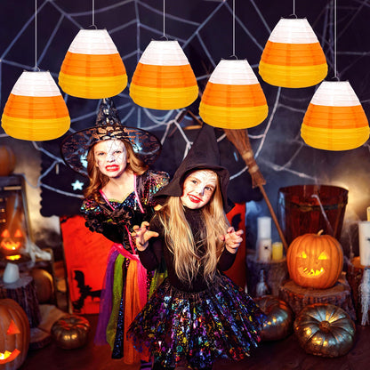 DECYOOL 12PCS Halloween Paper Lanterns, 3D Candy Corn Hanging Ornaments
