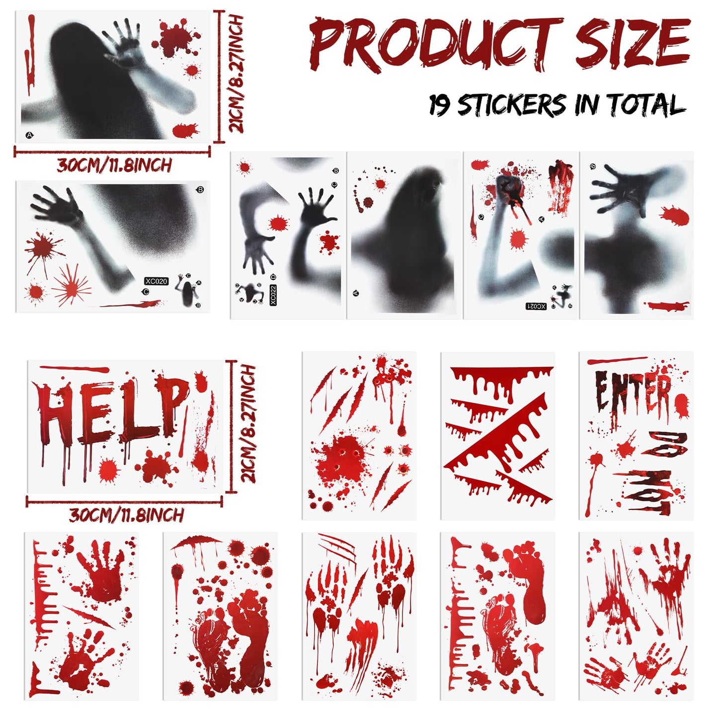 Lincia 19 Sheet Halloween Car Decorations Bloody Handprint Stickers DIY Halloween Car Accessories Horror Cars Decal Scary Blood Clings for Headlight Window Taillight Home Decor Office Party Supplies