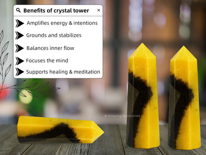 Amazing Gemstone Septarian Crystal Towers - Natural Healing Crystal Point Obelisk for Reiki Healing and Crystal Grid (3" to 4" INCH)