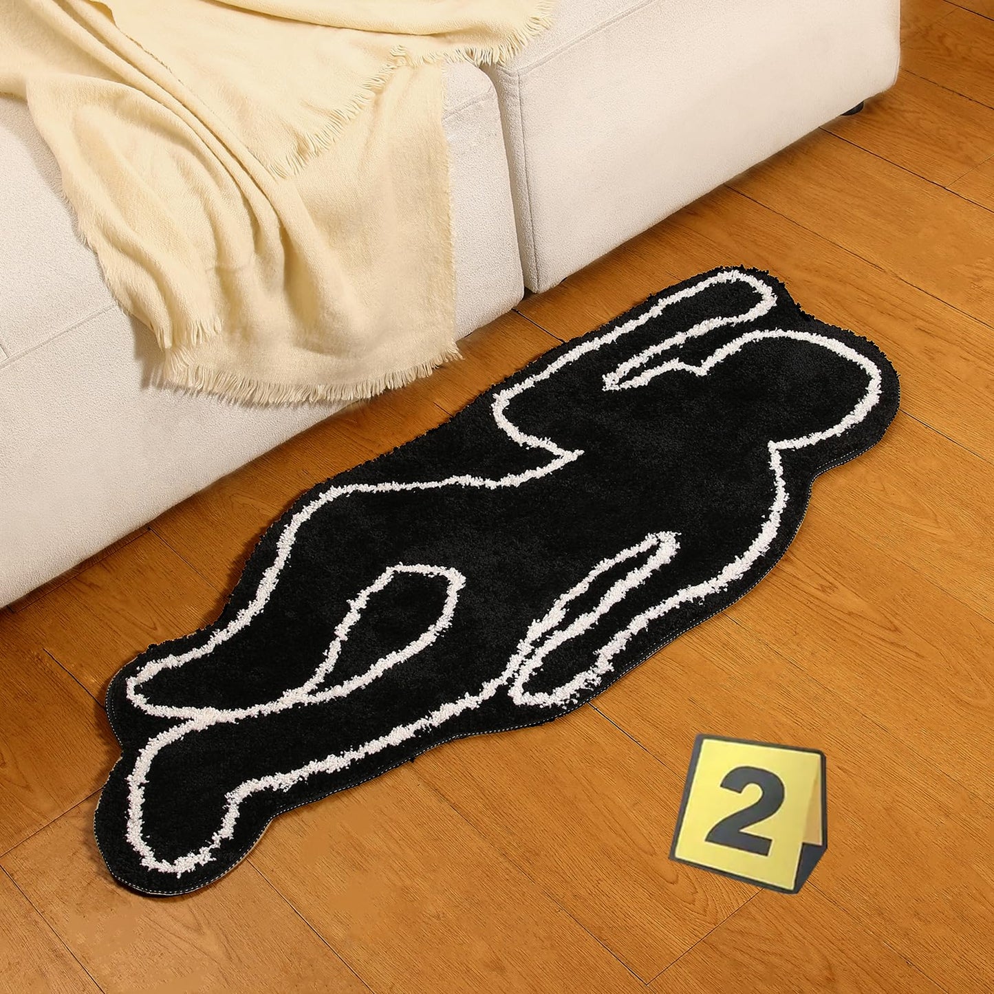 FANC GUY Halloween Cute Funky Large Black Humanoid Super Absorbent Bath Mat Fun Machine Washable Non Slip Bathroom Rugs Oversized Plush Shower Bath Floor Mats