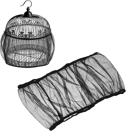 Bird Cage Seed Catcher, Bird Cage Net Cover Seeds Guard, Universal Birdcage Accessories, Black, Circumference 55.1"-70.9", Height 11.8" for Parrot Cockatiel Enclosures