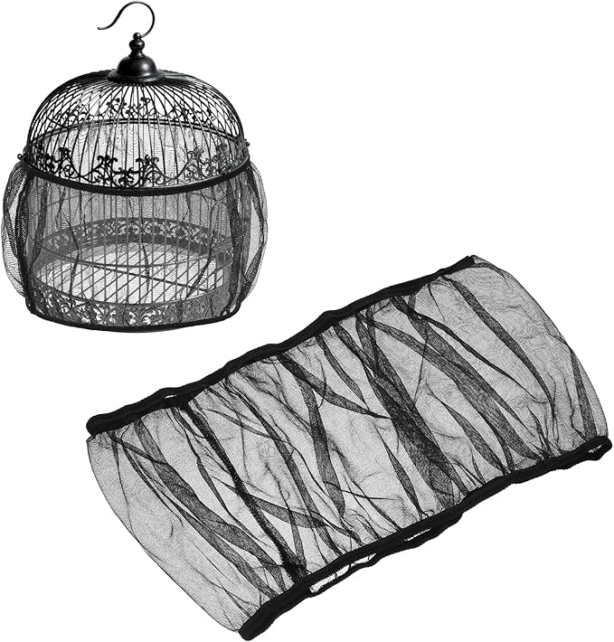 Bird Cage Seed Catcher, Bird Cage Net Cover Seeds Guard, Universal Birdcage Accessories, Black, Circumference 31.5"-43.3", Height 7.9" for Parrot Cockatiel Enclosures