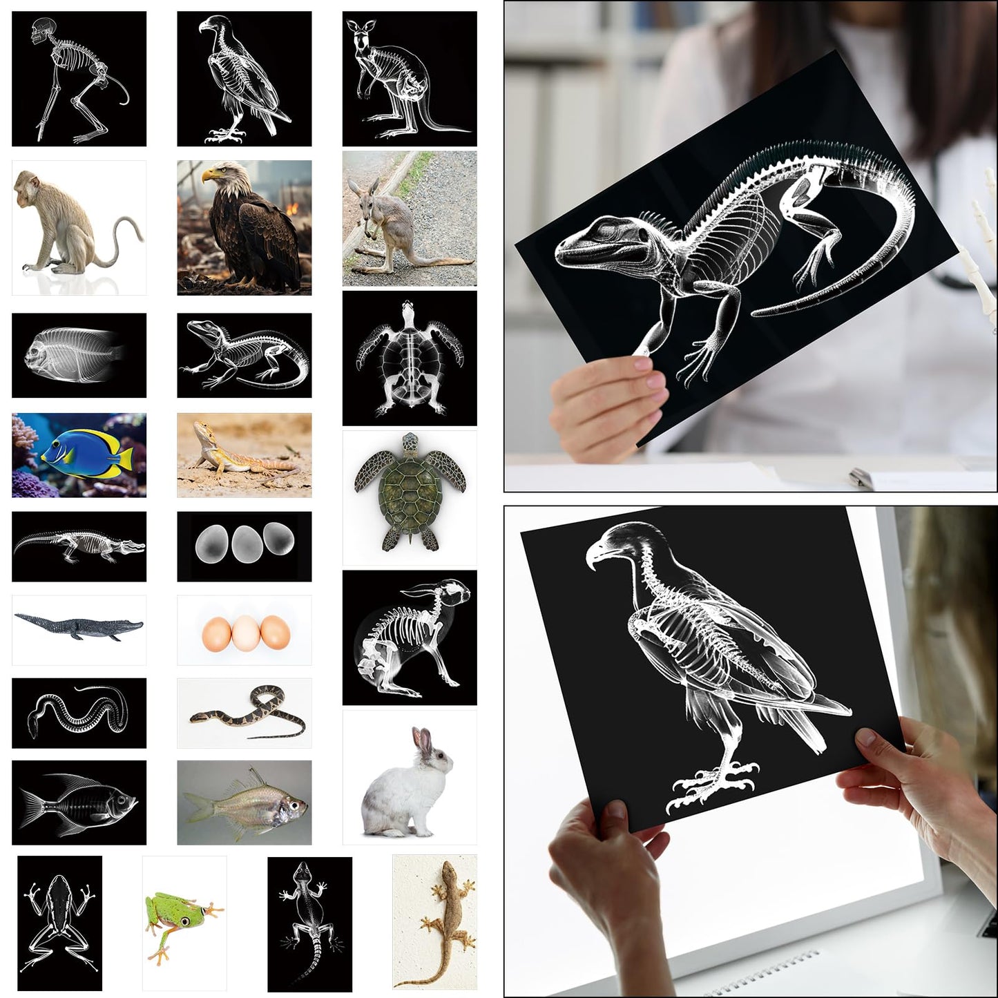 Saypacck 13 Pcs Animal X-Ray Set with 13 Pcs Animals Flash Cards Educational Science Kits